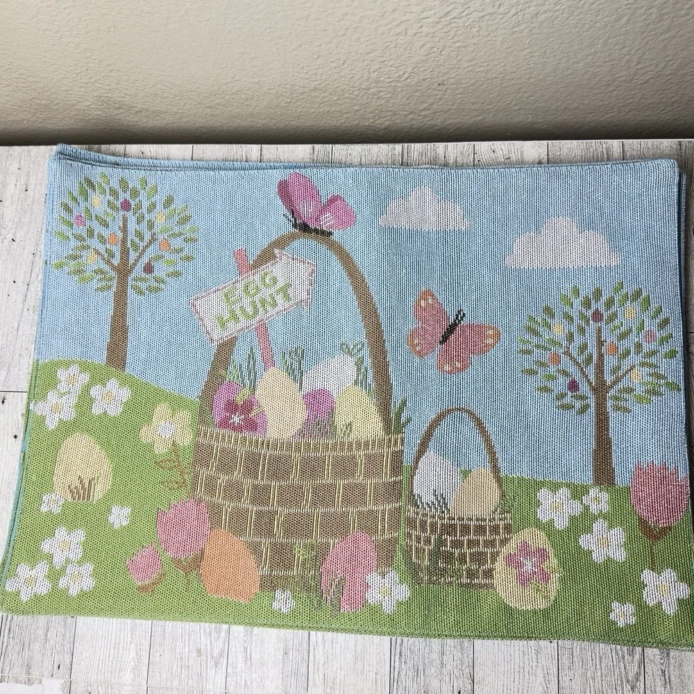 Easter Bunny‎ Egg Hunt  Basket Pastel Placemats Set Of 4